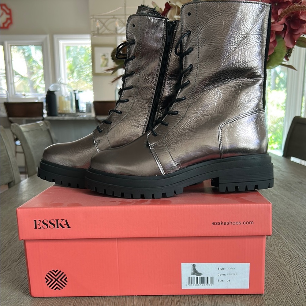 Metallic Combat Boots